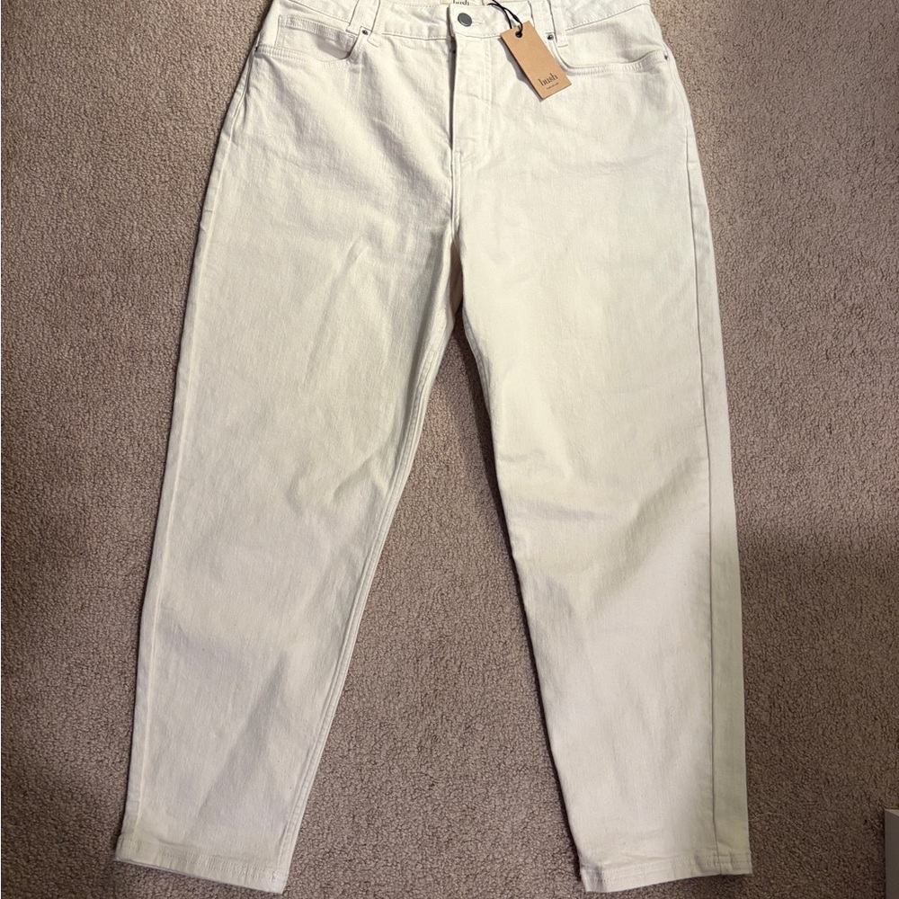 BNWT HUSH Cream Barrel-Leg Jeans size 14UK / 10US